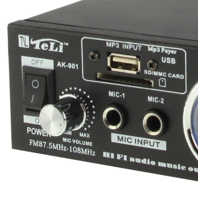 AK-901 Stereo Audio Karaoke Power Amplifier with Remote Control, Support SD Card / USB Flash Disk / FM Radio(Black)