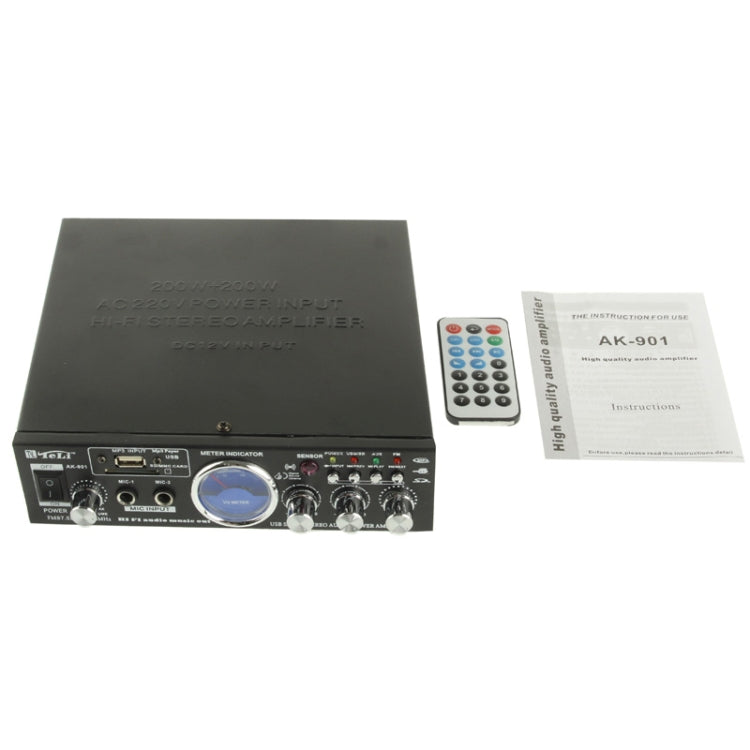 AK-901 Stereo Audio Karaoke Power Amplifier with Remote Control, Support SD Card / USB Flash Disk / FM Radio(Black)