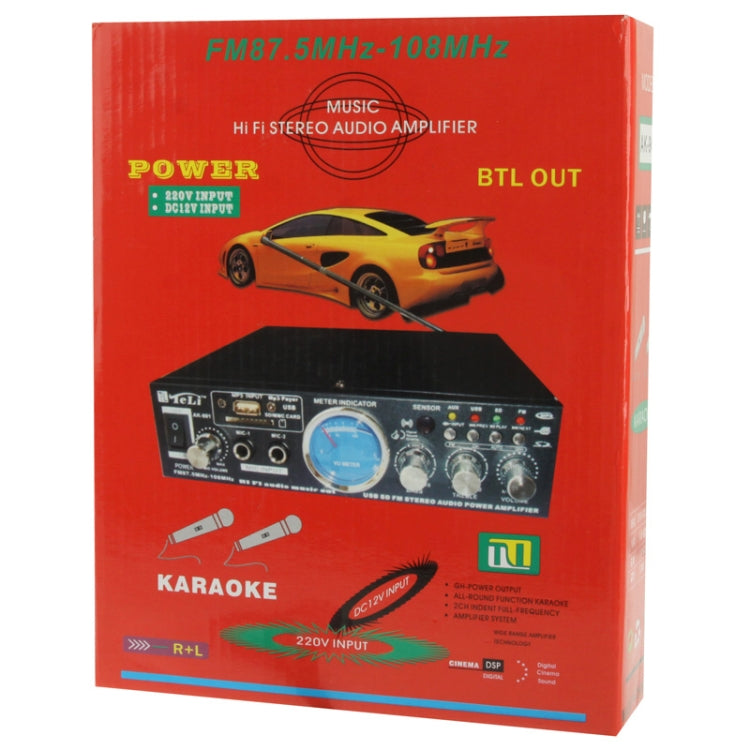 AK-901 Stereo Audio Karaoke Power Amplifier with Remote Control, Support SD Card / USB Flash Disk / FM Radio(Black)
