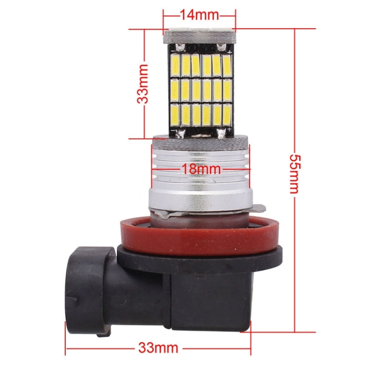 2 PCS H11 9W 450LM White Light 45 LED 4014 SMD Car Brake Light Fog Lights Bulb, DC 12V