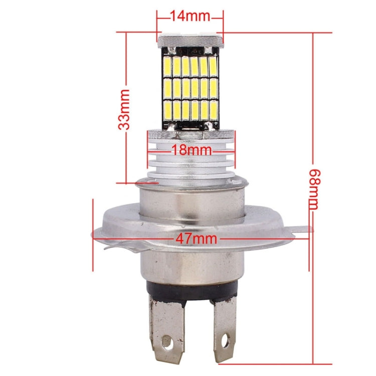 2 PCS H4 9W 450LM White Light 45 LED 4014 SMD Car Headlights Daytime Running Light Bulb, DC 12V