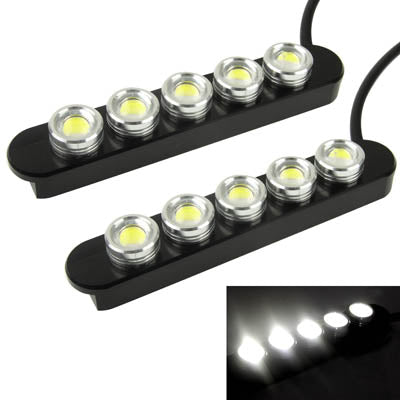 Car White 2 x 5 LED Daytime Running Lights, DC 12V