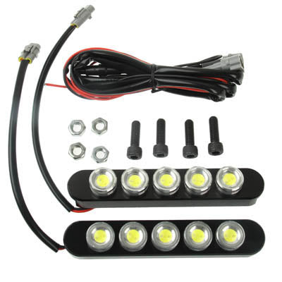 Car White 2 x 5 LED Daytime Running Lights, DC 12V