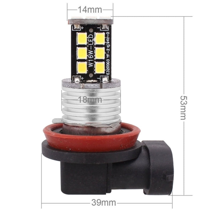 2 PCS H11 3W White LED 300LM SMD 2835 Car Rear Fog Lamp / Backup Light for Vehicles, DC 12V