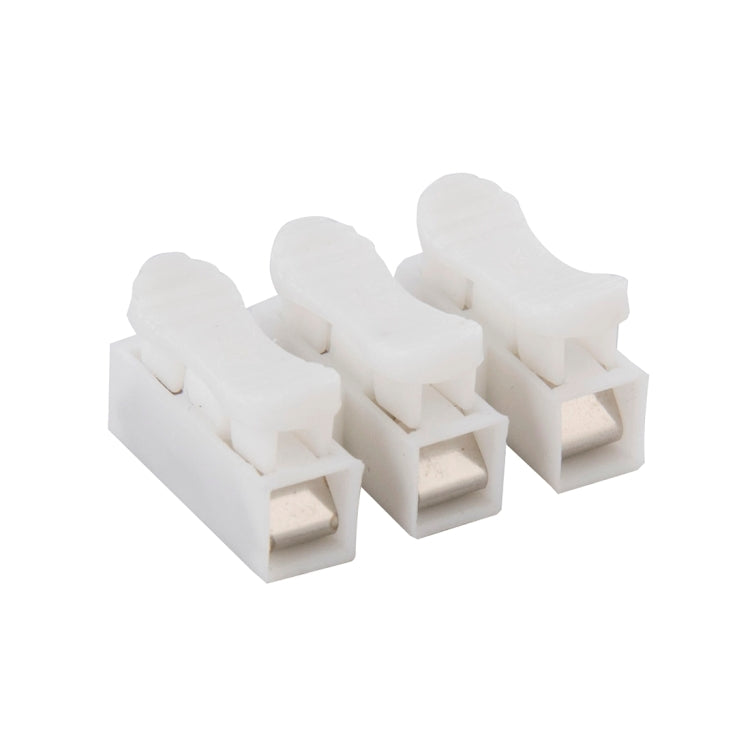 100 PCS 3 Way Push Quick Cable Connector Terminal Wiring Terminal 220V 2A(White)