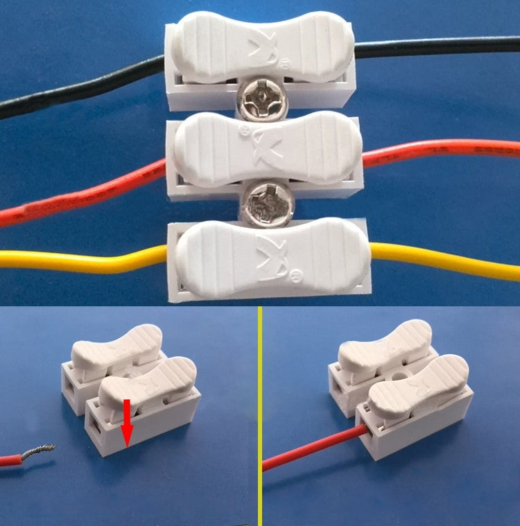 100 PCS 3 Way Push Quick Cable Connector Terminal Wiring Terminal 220V 2A(White)