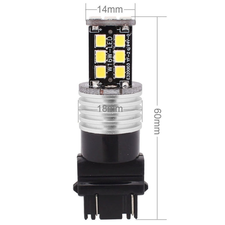 2 PCS T25 Double Wires 3W White LED 300LM SMD 2835 Car Rear Fog Lamp / Backup Light for Vehicles, DC 12V