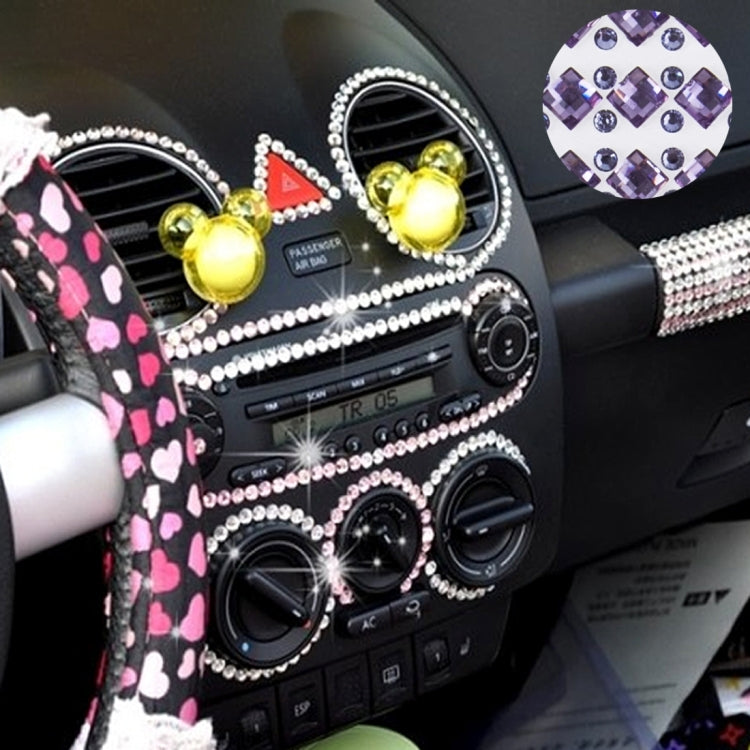 140 PCS Square + 308 PCS Round Glitter Crystal Diamond Decoration / Shining Rhinestone Sticker for Car Sticker & Cell Phone Ornament(Purple)