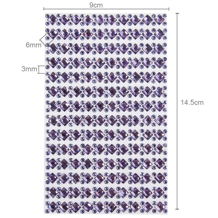 140 PCS Square + 308 PCS Round Glitter Crystal Diamond Decoration / Shining Rhinestone Sticker for Car Sticker & Cell Phone Ornament(Purple)