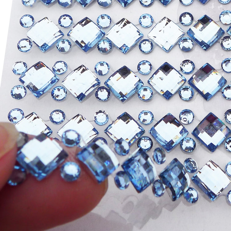 140 PCS Square + 308 PCS Round Glitter Crystal Diamond Decoration / Shining Rhinestone Sticker for Car Sticker & Cell Phone Ornament(Blue)