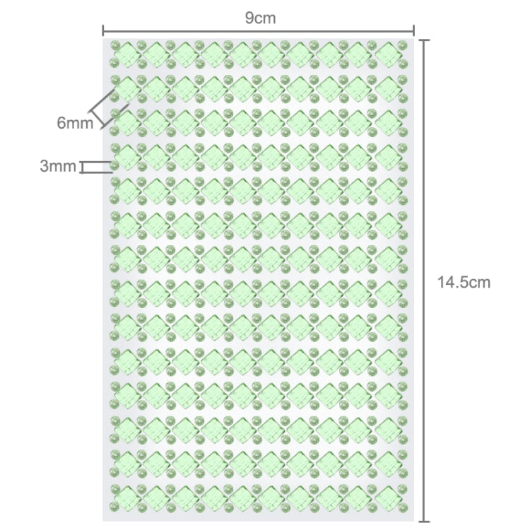 140 PCS Square + 308 PCS Round Glitter Crystal Diamond Decoration / Shining Rhinestone Sticker for Car Sticker & Cell Phone Ornament(Green)