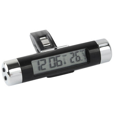 Car Decoration Desk LCD Display Clock & Thermometer with Blue Backlight