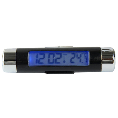 Car Decoration Desk LCD Display Clock & Thermometer with Blue Backlight
