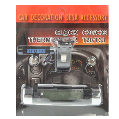 Car Decoration Desk LCD Display Clock & Thermometer with Blue Backlight