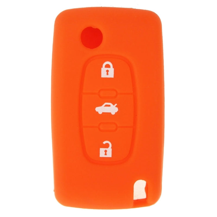 Three Buttons Type Car Key Silicone Protective Case for Peugeot 307 / 408 / 407 / 607(Orange)