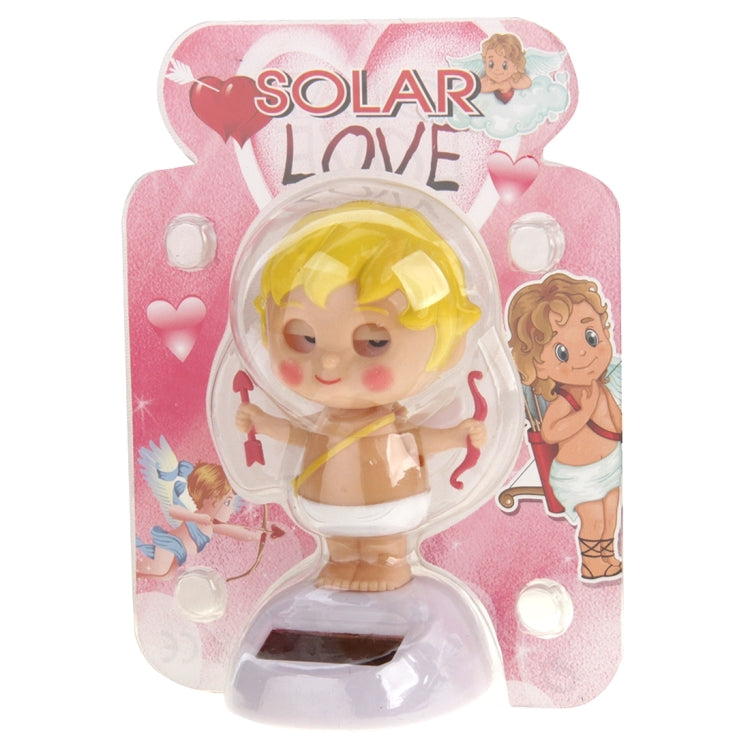 Solar Powered Bobble Head Dancing Toy Car Decoration Ornament Lovely Wink Doll Cupid