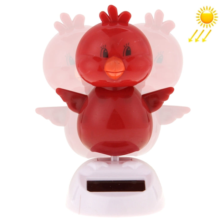 Solar Powered Bobble Head Dancing Toy Car Decoration Ornament Cute Chicken(Red)