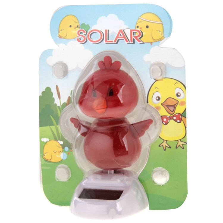 Solar Powered Bobble Head Dancing Toy Car Decoration Ornament Cute Chicken(Red)