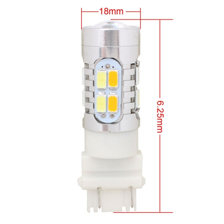 2PCS T25 10W 700LM Yellow + White Light Dual Wires 20-LED SMD 5630 Car Brake Light Lamp Bulb, Constant Current, DC 12-24V