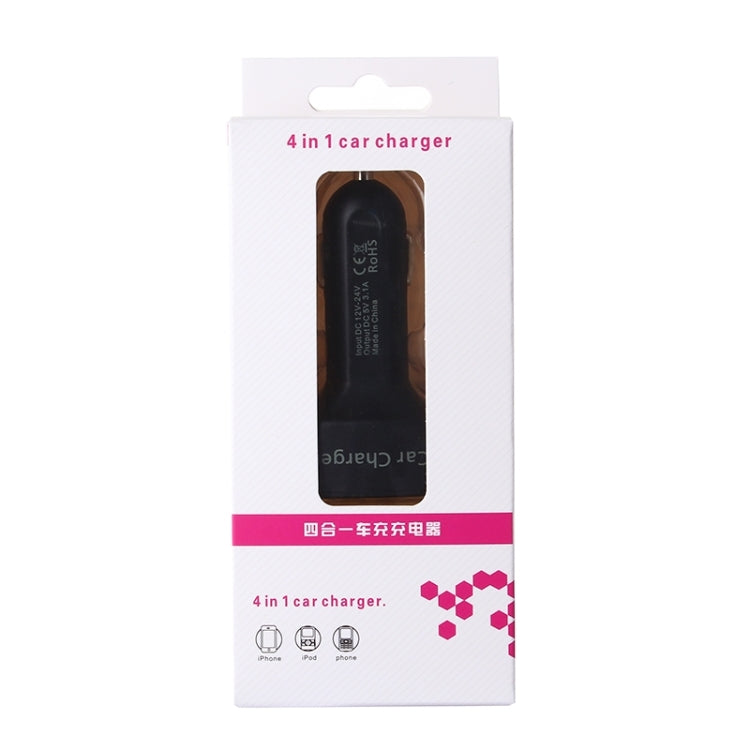4 in 1 5V 3.1A Dual Ports Car Charger with Voltage, Temperature and Current Display