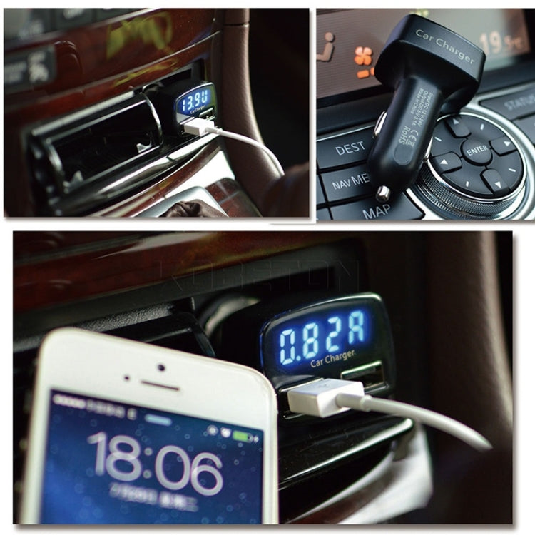 4 in 1 5V 3.1A Dual Ports Car Charger with Voltage, Temperature and Current Display