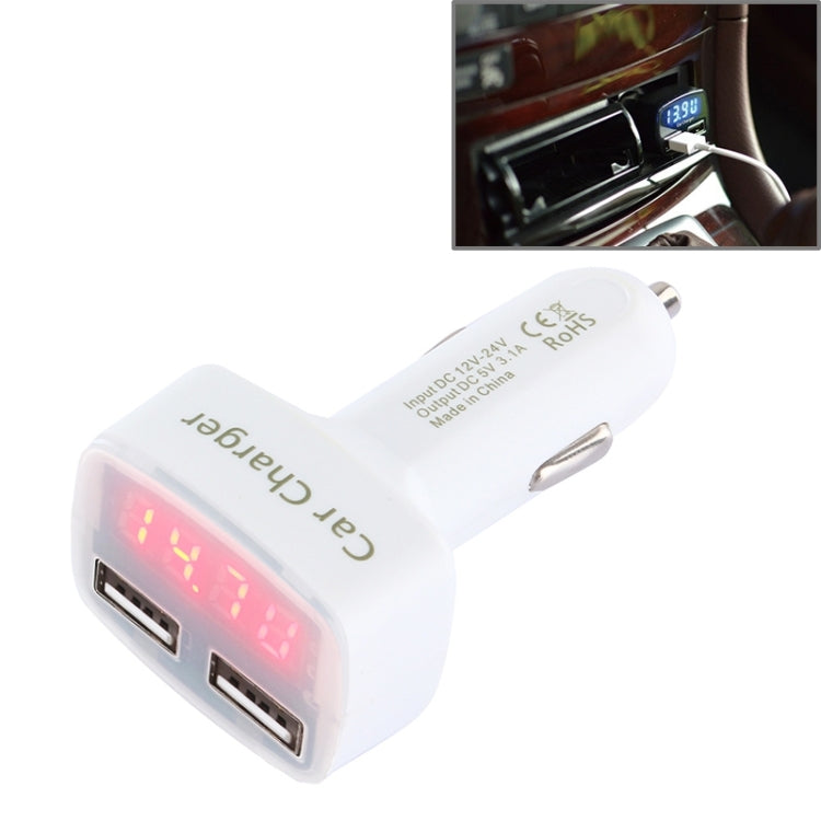4 in 1 5V 3.1A Dual Ports Car Charger with Voltage, Temperature and Current Display
