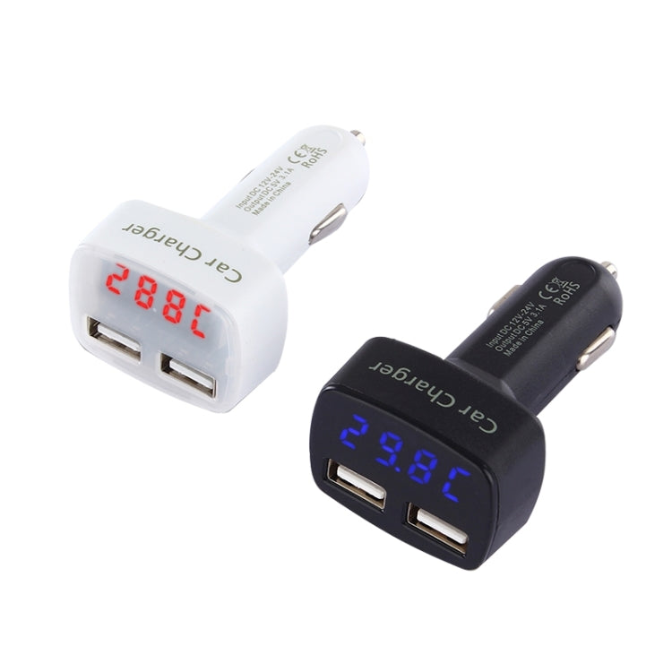 4 in 1 5V 3.1A Dual Ports Car Charger with Voltage, Temperature and Current Display