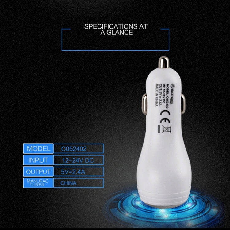 BiLiTong C052402 5V 2.4A 2-Ports USB Universal Car Charger for iPhone 6S & 6S Plus, iPhone 6 & 6 Plus, iPad Air 2 & Air, Galaxy S6 / S5 / S IV, HTC, LG, Sony