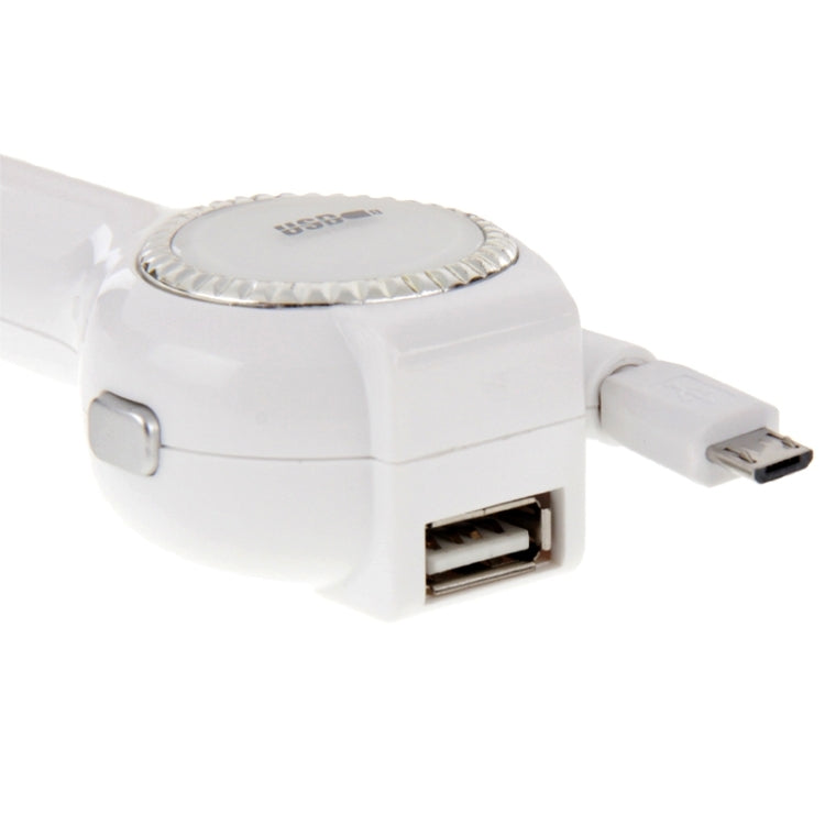 1A Universal Retractable Micro USB & USB 2.0 Car Charger Cable for Galaxy S6 / S6 edge / S6 edge+ / S IV / Note 5 Edge, HTC, Sony, Length: About 1m(White)