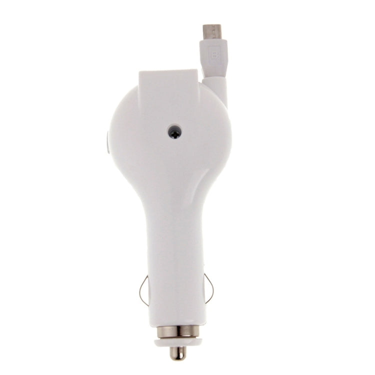 1A Universal Retractable Micro USB & USB 2.0 Car Charger Cable for Galaxy S6 / S6 edge / S6 edge+ / S IV / Note 5 Edge, HTC, Sony, Length: About 1m(White)