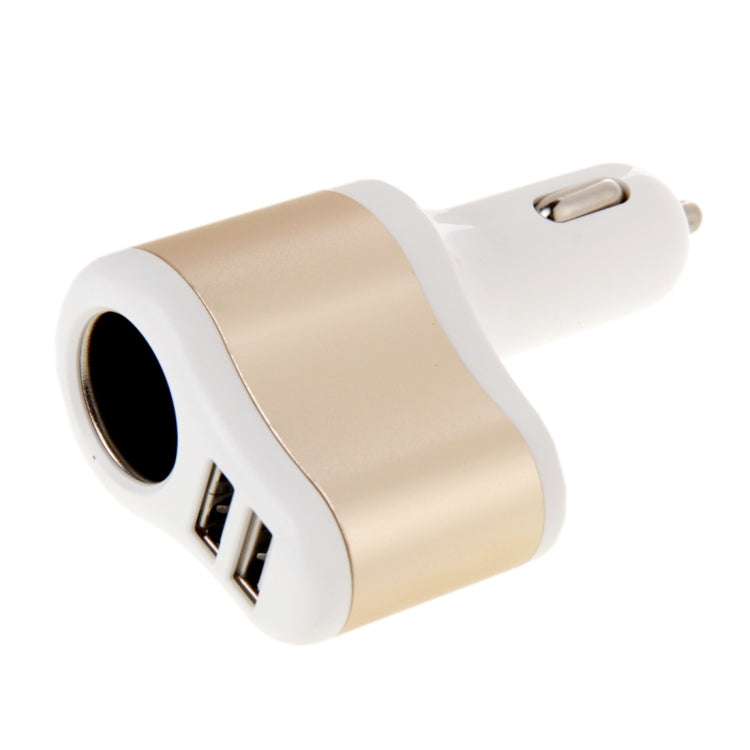 3 in 1 Hi-speed 5V 3.1A Car Charger with Dual USB HUB Ports and Single Cigarette Socket for iPhone & iPod & iPad & Tablets & Samsung & Sony & LG & Nokia & PSP & MP4 & MP3 & GPS(White + Gold)
