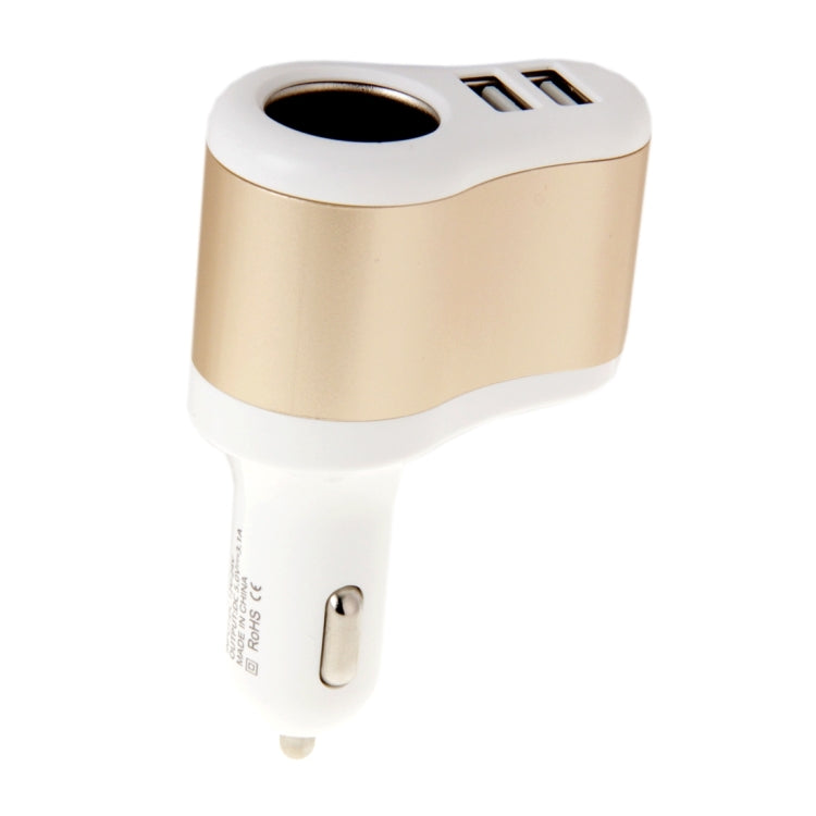 3 in 1 Hi-speed 5V 3.1A Car Charger with Dual USB HUB Ports and Single Cigarette Socket for iPhone & iPod & iPad & Tablets & Samsung & Sony & LG & Nokia & PSP & MP4 & MP3 & GPS(White + Gold)
