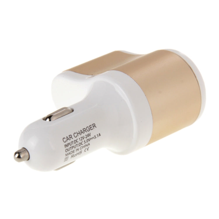 3 in 1 Hi-speed 5V 3.1A Car Charger with Dual USB HUB Ports and Single Cigarette Socket for iPhone & iPod & iPad & Tablets & Samsung & Sony & LG & Nokia & PSP & MP4 & MP3 & GPS(White + Gold)