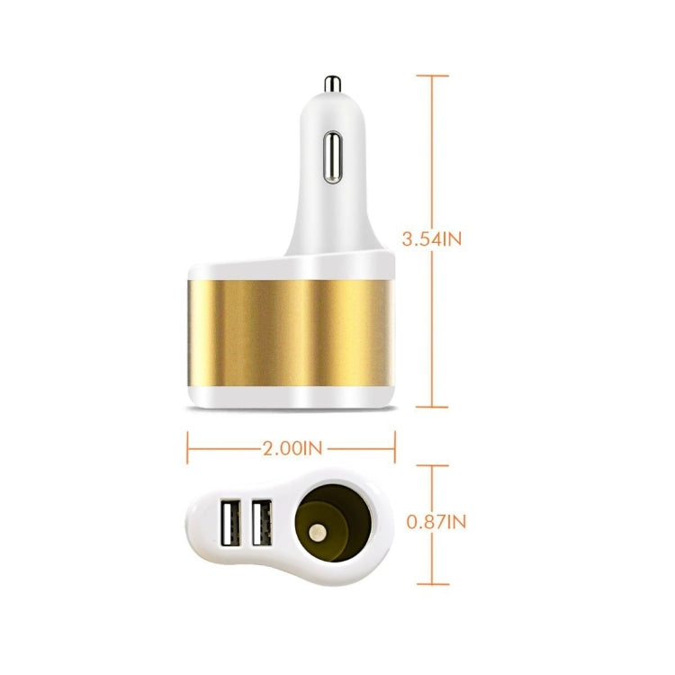 3 in 1 Hi-speed 5V 3.1A Car Charger with Dual USB HUB Ports and Single Cigarette Socket for iPhone & iPod & iPad & Tablets & Samsung & Sony & LG & Nokia & PSP & MP4 & MP3 & GPS(White + Gold)