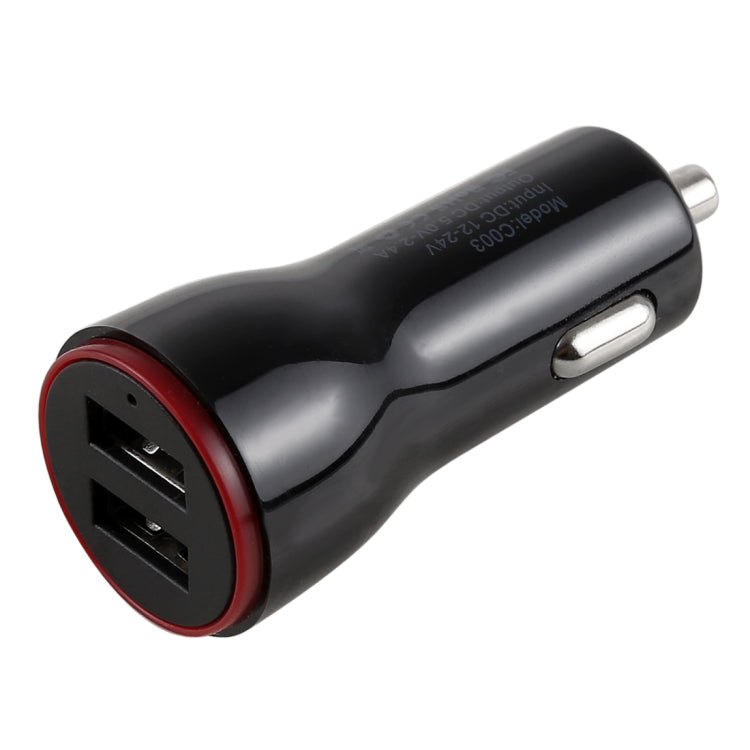 5V 2.4A 2-Ports USB Universal Car Charger(Black)