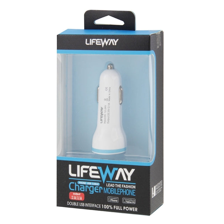 5V 2.1A 2-Ports USB Universal Car Charger for iPhone 6S & 6S Plus, iPhone 6 & 6 Plus, iPad Air 2 & Air, Galaxy S6 / S5 / S IV, HTC, LG, Sony(White)