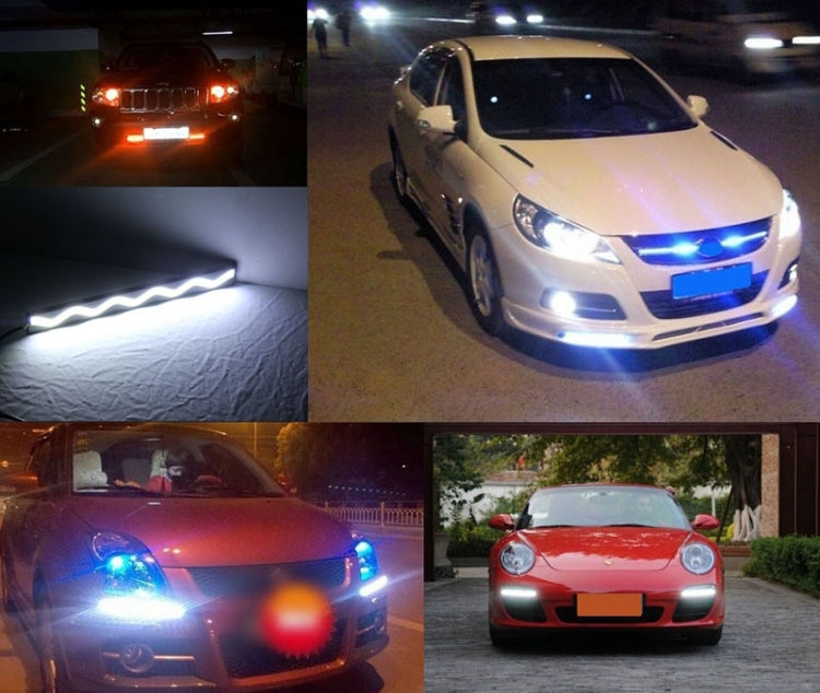 2 PCS DC 12V 2x6W COB DRL LED Wave Type White Light Car Daytime Running Lights, Length: 20.7cm