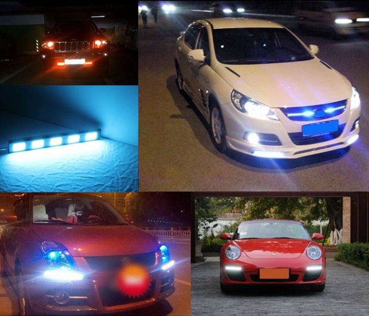 2 PCS DC 12V COB DRL LED Grid Type ICE Blue Light Car Daytime Running Lights, Length: 15.2cm