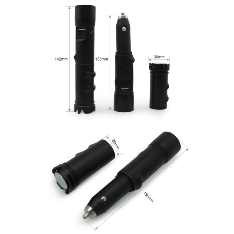 3 in 1 Portable Mutifuctional 180 Degrees Rotating L-Shaped Car Charger Adapter Bright Light Quick-flashing LED Flashlight 1400mAh Power Bank With Strong Magnetic Base & Battery Indicator Light & Appropriative Dual USB Cable
