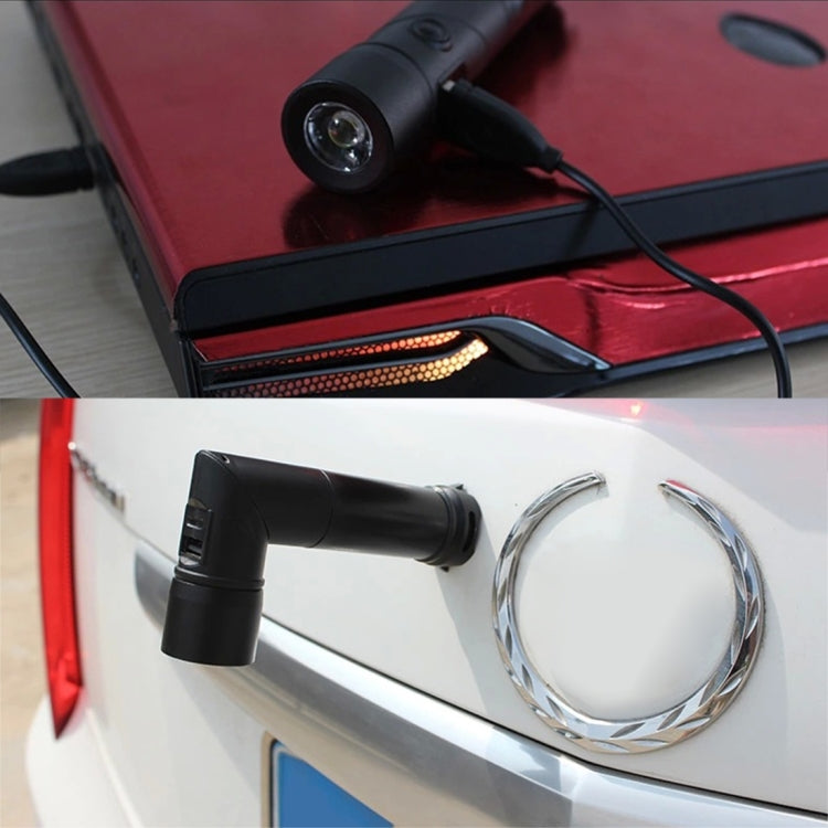3 in 1 Portable Mutifuctional 180 Degrees Rotating L-Shaped Car Charger Adapter Bright Light Quick-flashing LED Flashlight 1400mAh Power Bank With Strong Magnetic Base & Battery Indicator Light & Appropriative Dual USB Cable