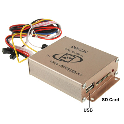 Car MP3 Burglar Alarm with FM Radio & Remote Control, Support SD Card & USB Flash Disk