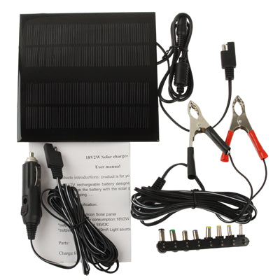 18V 2W Poly Silicon Solar Panel Car Battery Charger for Cars / Trucks / Boat / Motorcycle / Laptop, Size: 15.5 x 15 x 1.4cm (TX1820)