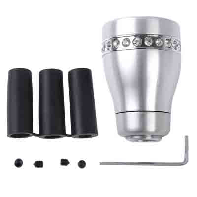 Car Universal Round Shaped Ergonomic Aluminum Manual Gear Shift Knob with Crystals(Silver)
