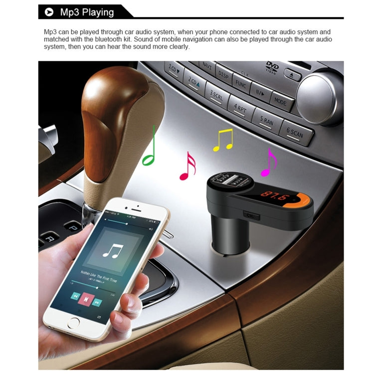 BC10B 5V 1A+2.1A Dual USB Car Charger for iPhone & iPod & iPad & Tablets & Samsung & Sony & LG & Nokia, Support Music Play & Hands-free & FM