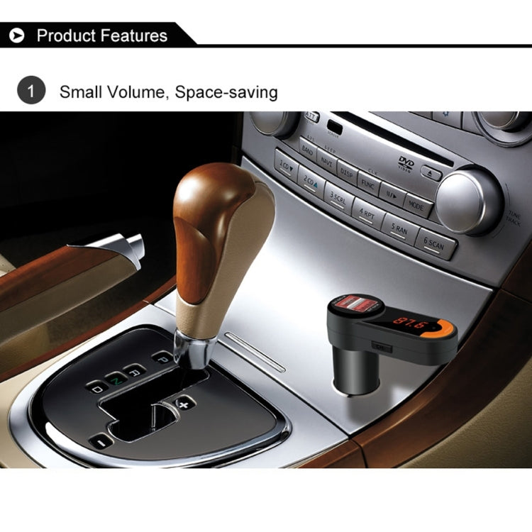 BC10B 5V 1A+2.1A Dual USB Car Charger for iPhone & iPod & iPad & Tablets & Samsung & Sony & LG & Nokia, Support Music Play & Hands-free & FM