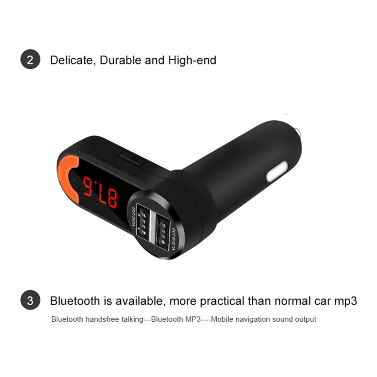 BC10B 5V 1A+2.1A Dual USB Car Charger for iPhone & iPod & iPad & Tablets & Samsung & Sony & LG & Nokia, Support Music Play & Hands-free & FM