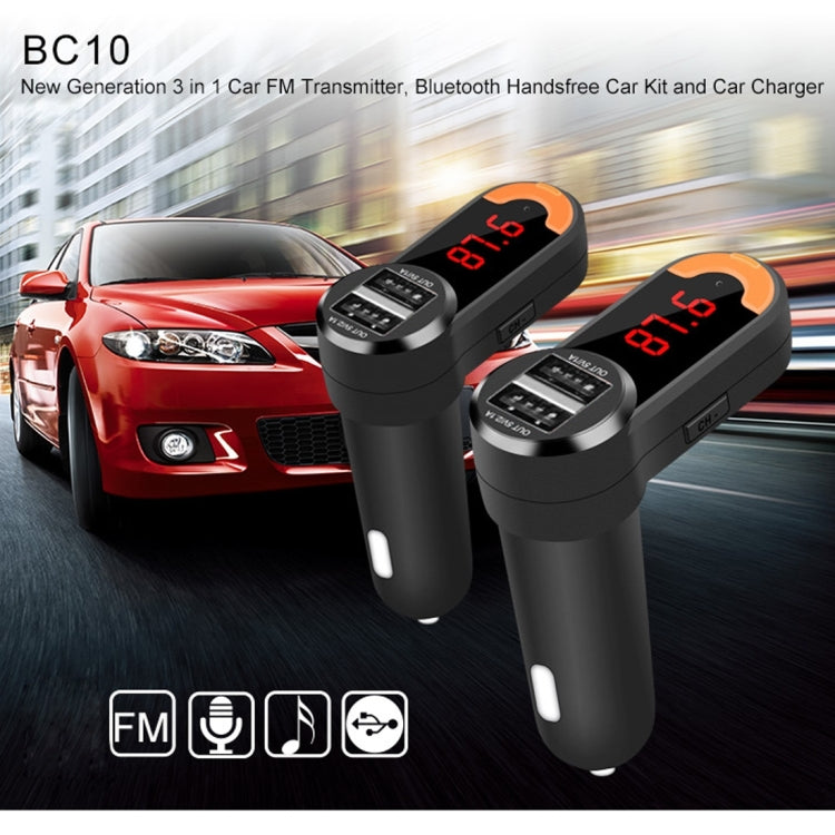BC10B 5V 1A+2.1A Dual USB Car Charger for iPhone & iPod & iPad & Tablets & Samsung & Sony & LG & Nokia, Support Music Play & Hands-free & FM