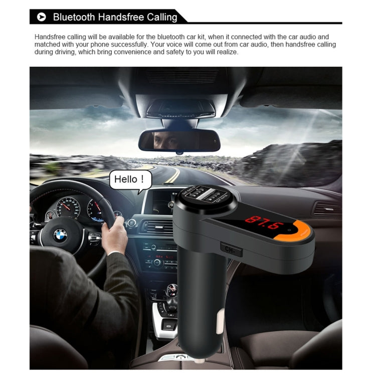 BC10B 5V 1A+2.1A Dual USB Car Charger for iPhone & iPod & iPad & Tablets & Samsung & Sony & LG & Nokia, Support Music Play & Hands-free & FM