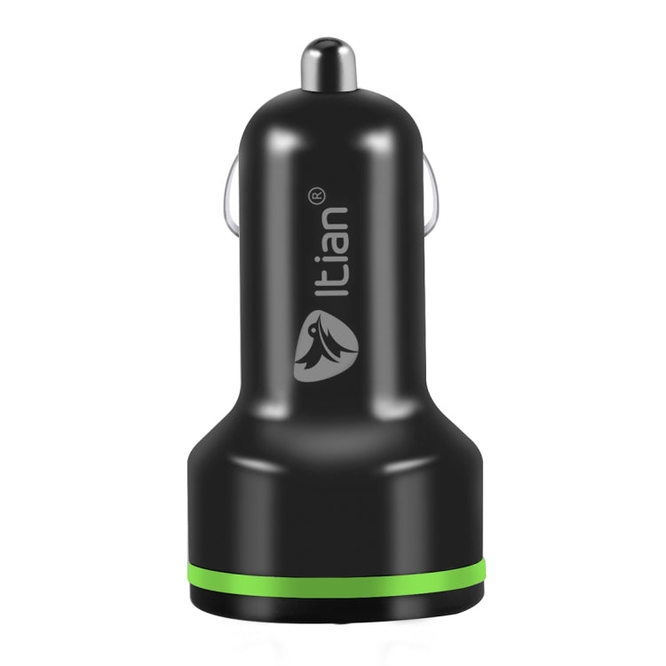 K5 Qualcomm Quick Charge 2.0 & USB-C / Type-C Car Charger with Micro USB Cable for Tablets / Phones(Black)