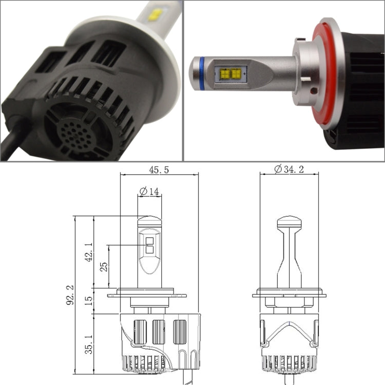 2 PCS ZY-H13JGDP6-55W High Power Led MZ 5200LM 6000K White Light Car LED Head Lamp with Driver, DC 11-30V